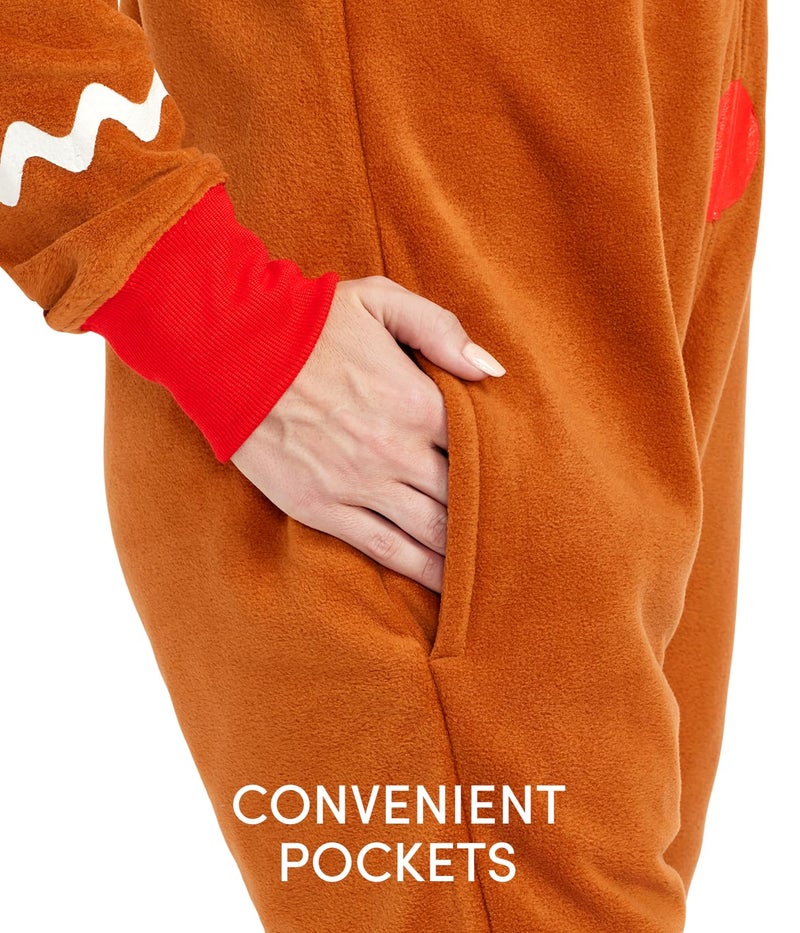 Tipsy Elves بدلات عيد الميلاد من Tipsy Elves للبالغين - بدلات مريحة للجنسين متطابقة مع جيوب مريحة - بدلة عيد الميلاد بنية من خبز الزنجبيل مقاس X-Large - Image 4